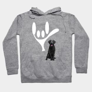 ASL Sign Language Love Black Labrador Retrievers Hoodie